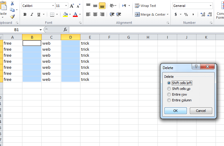 how do you delete multiple cells in excel for mac